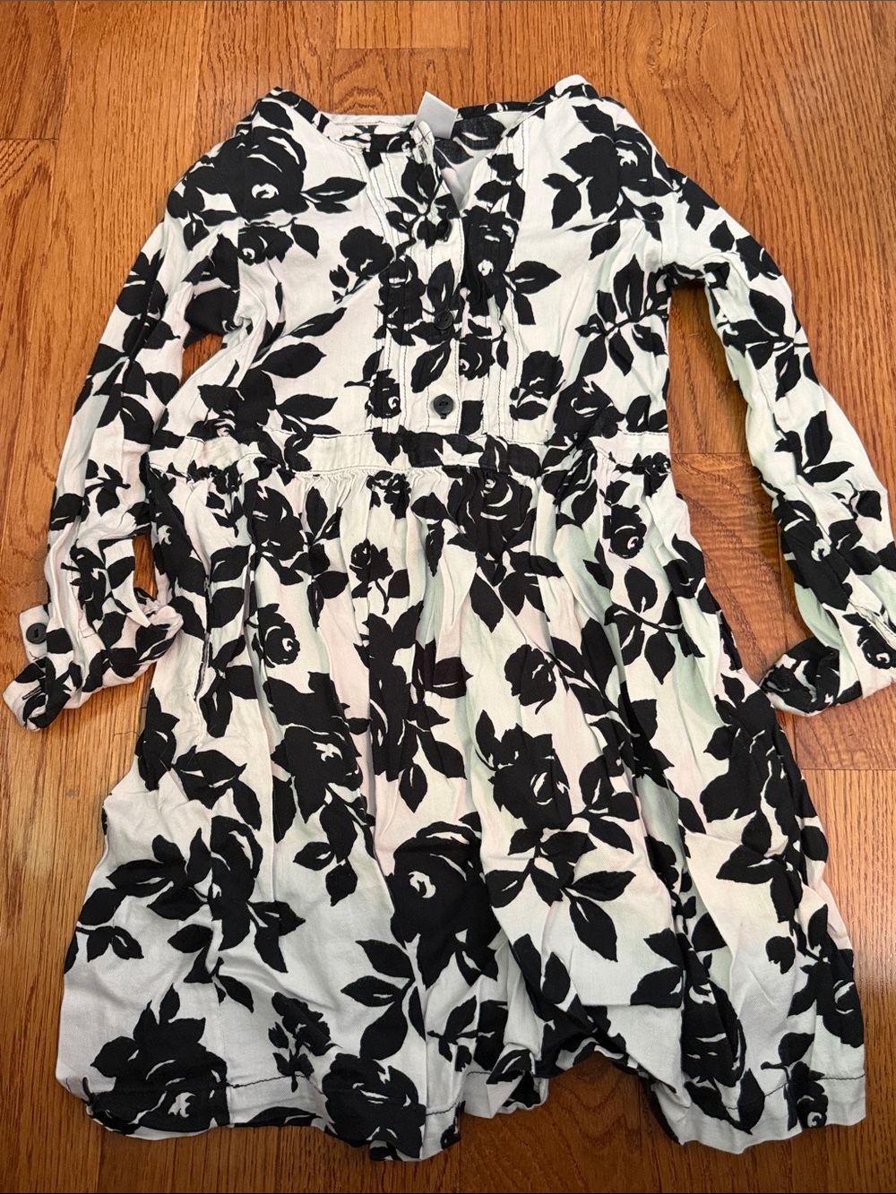 Carter's Black & White Floral Long Sleeve Dress